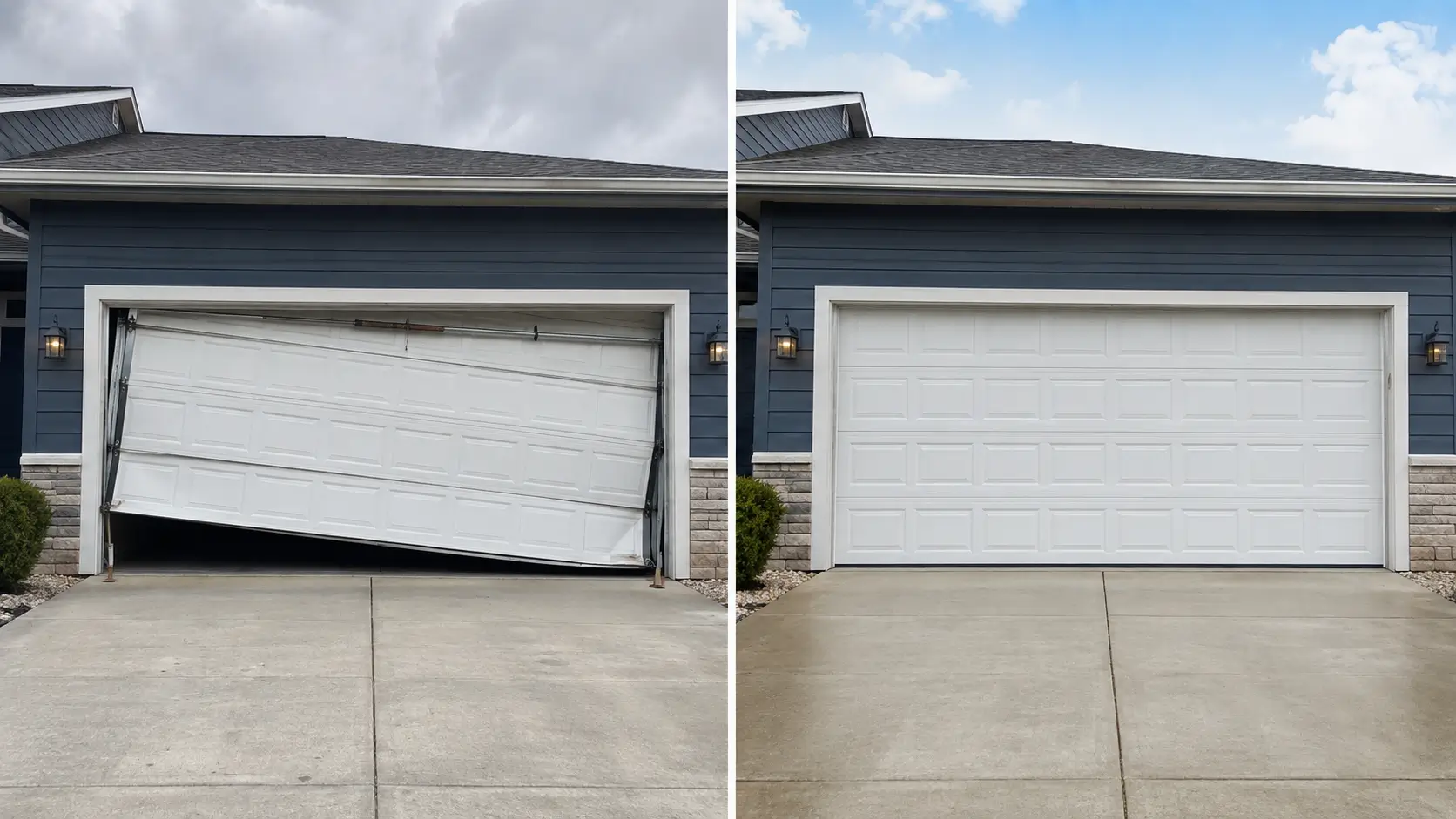garage door before and after repair