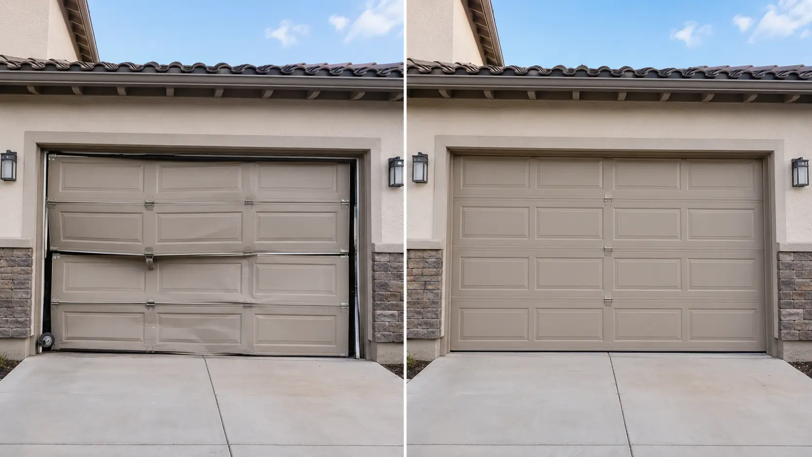 garage door before and after repair