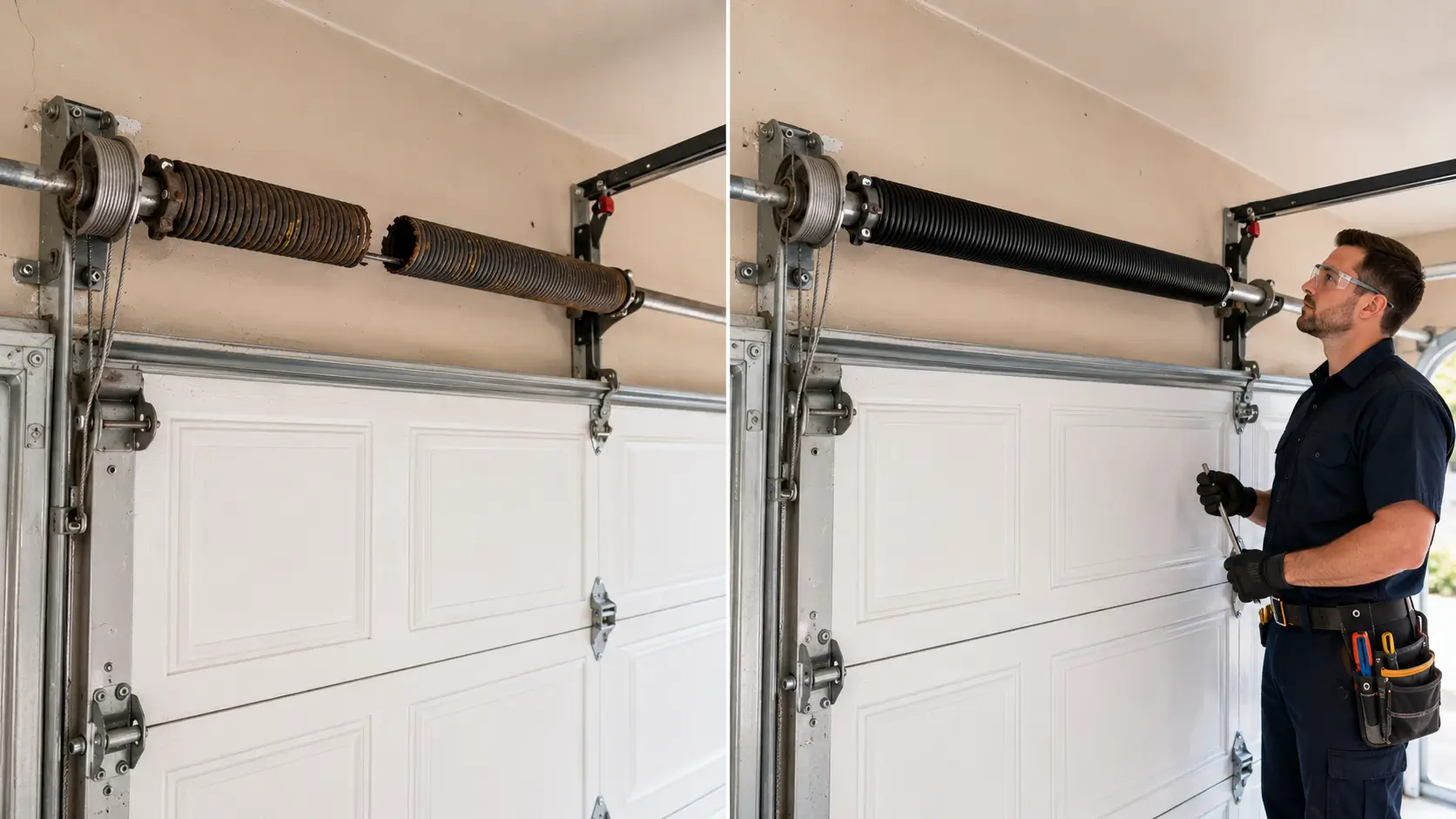 garage door before and after repair